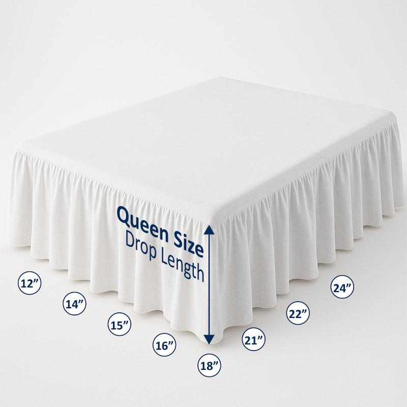 Cottingon Ruffled Bed Skirt with Split Corners-Dust Ruffle - 18" Drop 100% Microfiber Soft,Sheen & Luxurious Look - Bed Skirts (White -Queen) - Image 5